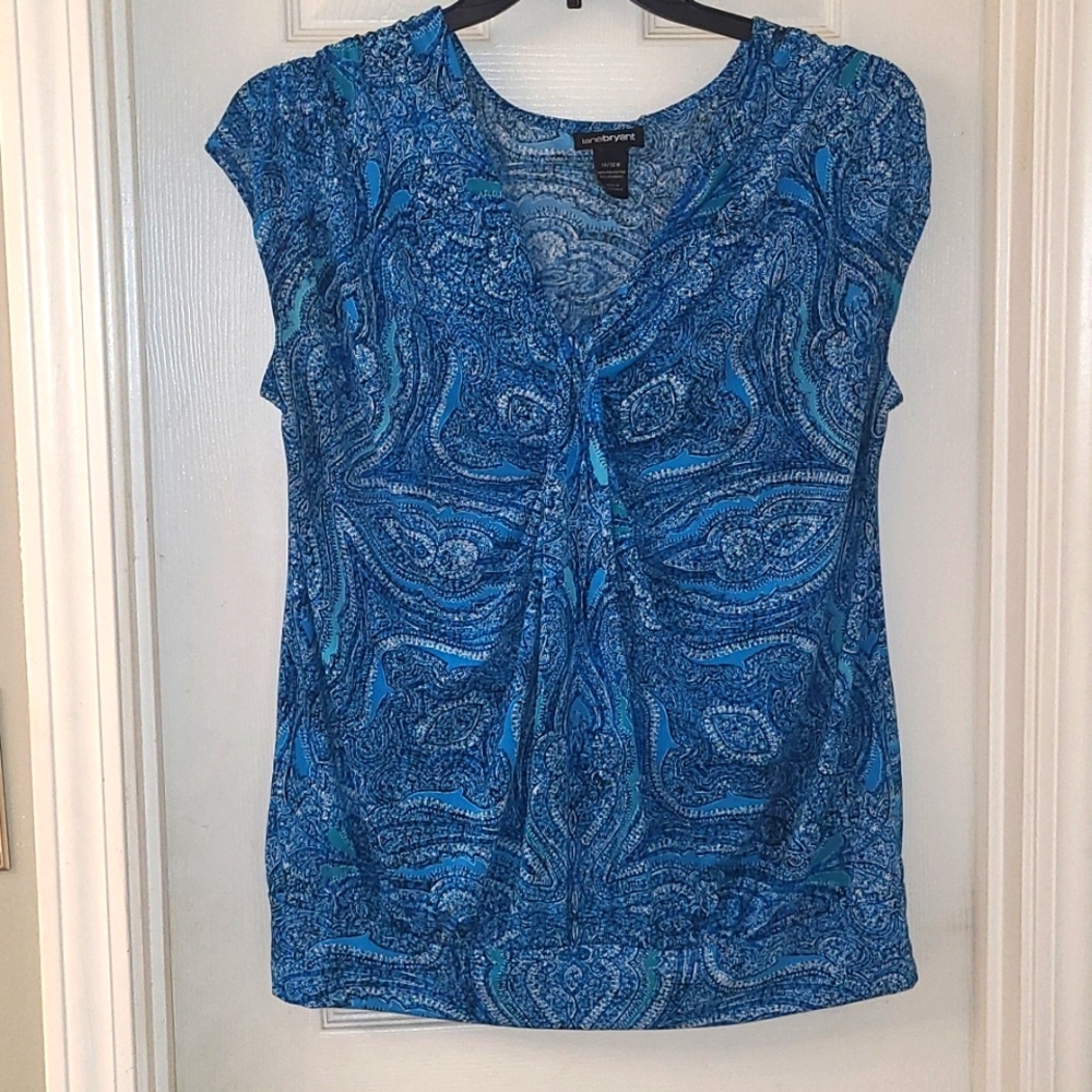 Blue with paisley print dressy top